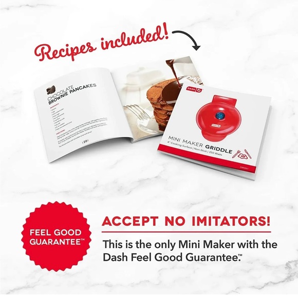 Dash Mini Maker Electric Round Griddle for Individual Pancakes RED BNIB - Picture 8 of 8